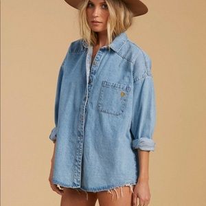 salty blonde feeling salty denim button down shirt